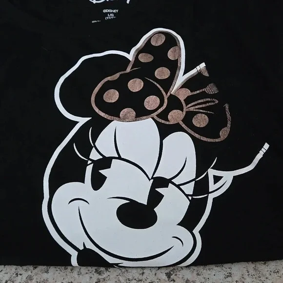 Disney Minnie Mouse Tan Polka Dots Black & White Tank Top Women size LG (11/13) - Picture 4 of 9